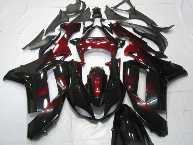 Billige Kawasaki ZX6R Motorrad Verkleidung 2007-2008 - Schwarz Dunkel rot