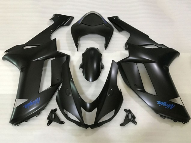 Billige Kawasaki ZX6R Motorrad Verkleidung 2007-2008 - Matt Schwarz Blau Ninja