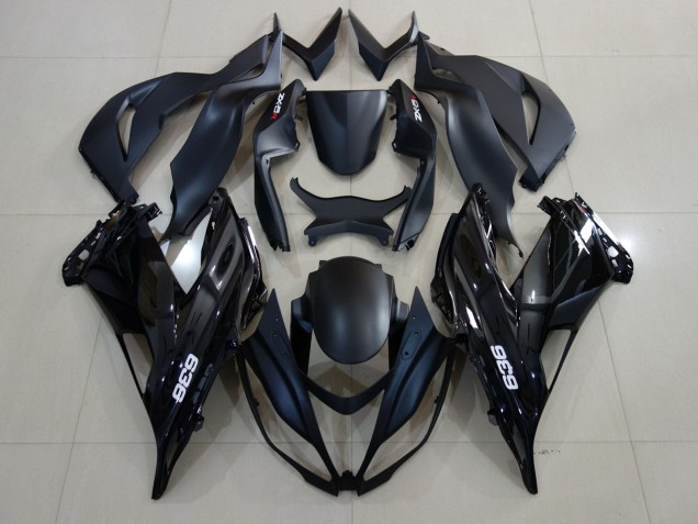 Billige Kawasaki ZX6R Motorrad Verkleidung 2007-2008 - Matt Schwarz Glanzendes Schwarz Weiss