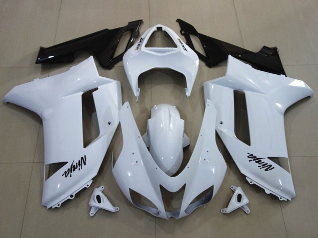 Billige Kawasaki ZX6R Motorrad Verkleidung 2007-2008 - Weiss Schwarz