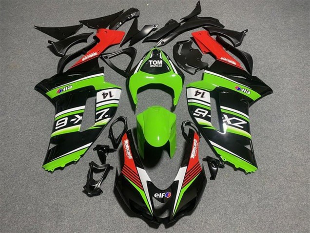 Billige Kawasaki ZX6R Motorrad Verkleidung 2007-2008 - Schwarz Grun Weiss Rot