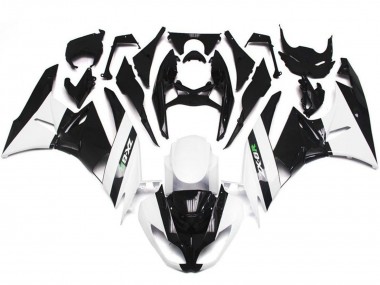Billige Kawasaki ZX6R Motorrad Verkleidung 2009-2012 - Weiss Glanzendes Schwarz