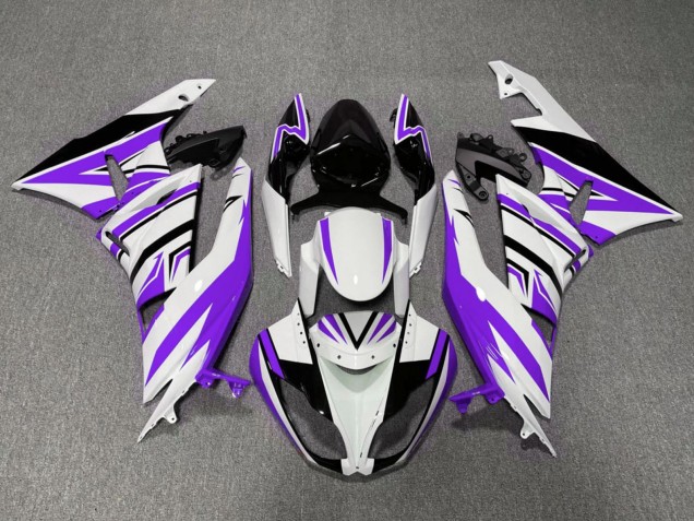 Billige Kawasaki ZX6R Motorrad Verkleidung 2009-2012 - Weiss Lila Schwarz