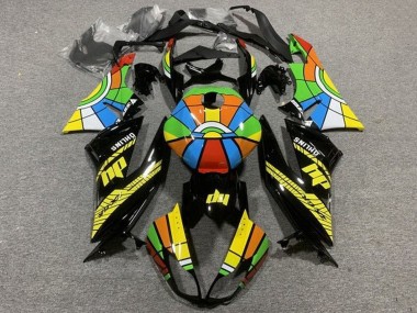 Billige Kawasaki ZX6R Motorrad Verkleidung 2009-2012 - Glanzendes Schwarz Multicolor