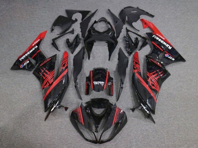 Billige Kawasaki ZX6R Motorrad Verkleidung 2009-2012 - Glanzendes Schwarz Rot Monster