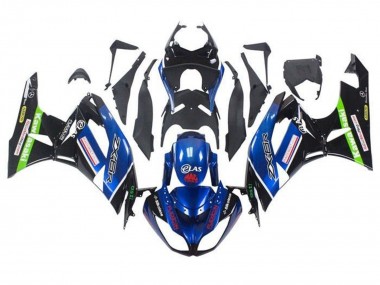 Billige Kawasaki ZX6R Motorrad Verkleidung 2009-2012 - Blau Glanzendes Schwarz Rot Grun
