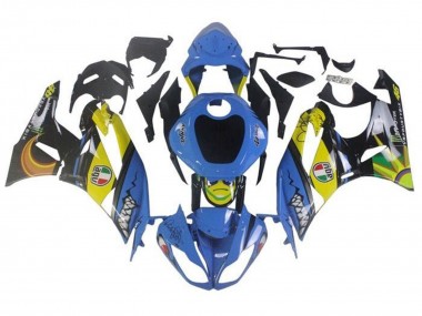 Billige Kawasaki ZX6R Motorrad Verkleidung 2009-2012 - Blau Gelb Hai