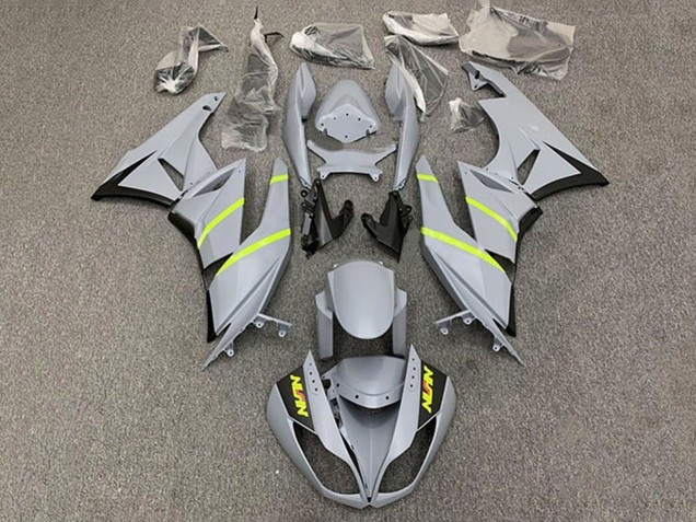 Billige Kawasaki ZX6R Motorrad Verkleidung 2009-2012 - Grau Gelb Streifen