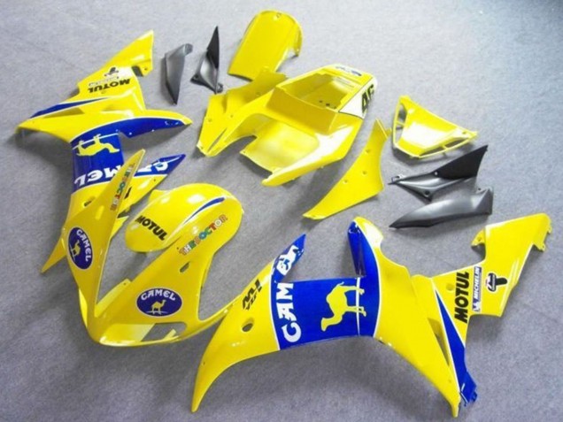 Billige Yamaha YZF R6 Motorrad Verkleidung 2003-2004 - Gelb Blau Kamel Motul