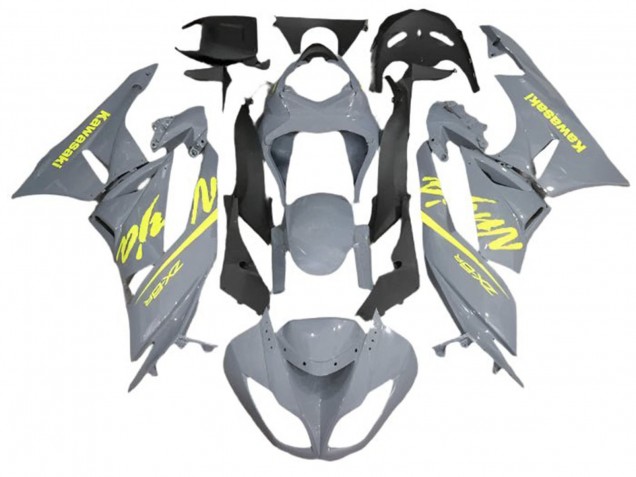 Billige Kawasaki ZX6R Motorrad Verkleidung 2009-2012 - Nardo Grau Gelb