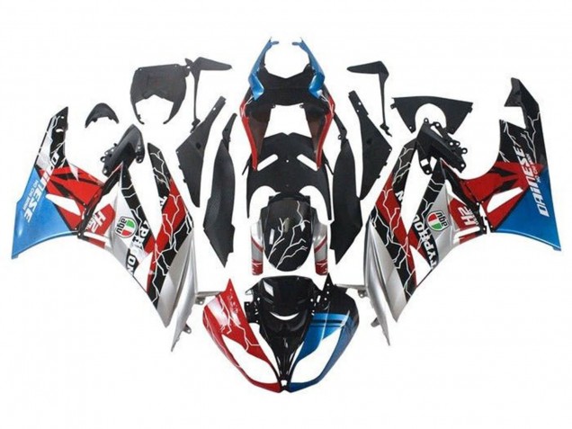 Billige Kawasaki ZX6R Motorrad Verkleidung 2009-2012 - Blau Rot Glanzendes Schwarz Silber