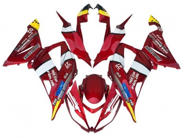 Billige Kawasaki ZX6R Motorrad Verkleidung 2013-2018 - Rot Gelb Weiss Blau