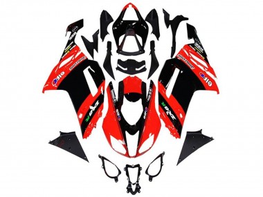 Billige Kawasaki ZX6R Motorrad Verkleidung 2013-2018 - Rot Schwarz Elf