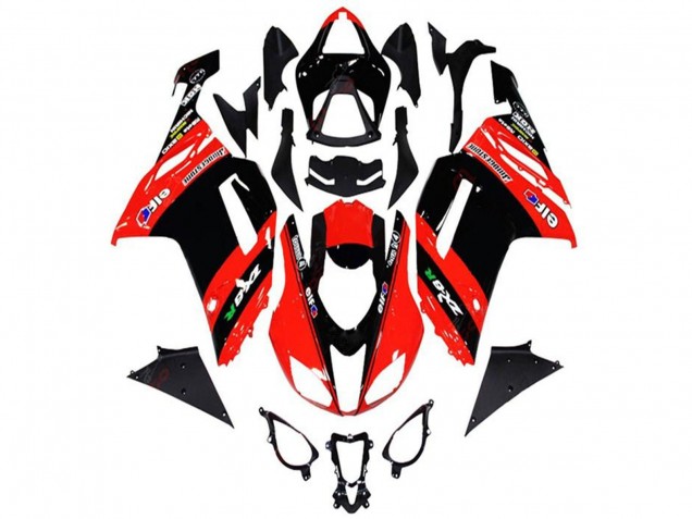 Billige Kawasaki ZX6R Motorrad Verkleidung 2013-2018 - Rot Schwarz Elf