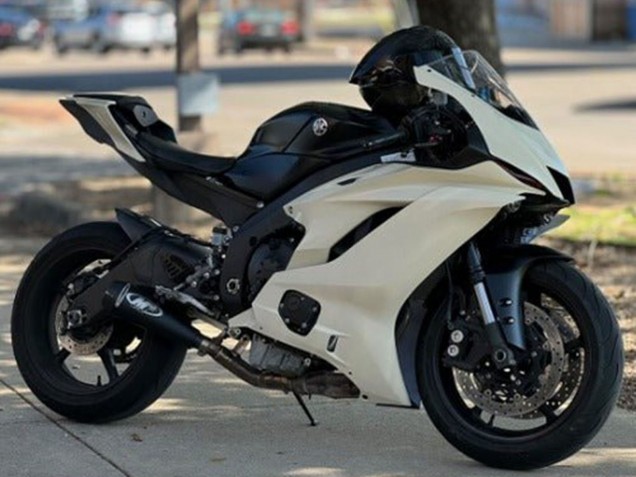 Billige Kawasaki ZX6R Motorrad Verkleidung 2013-2018 - Creme Weiss Matt Schwarz