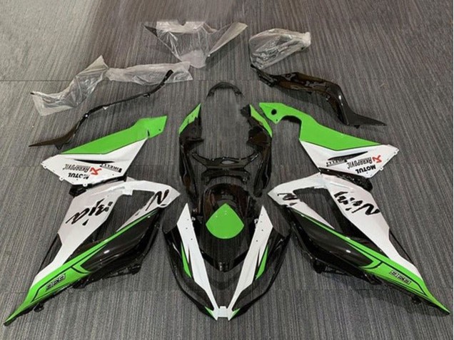 Billige Kawasaki ZX6R Motorrad Verkleidung 2013-2018 - Grun Weiss Schwarz