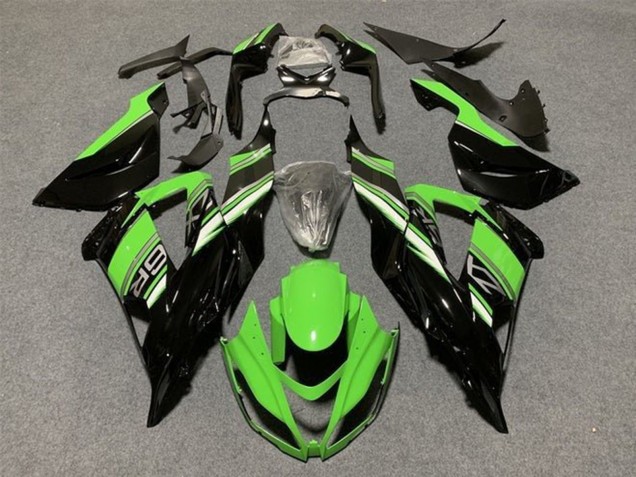 Billige Kawasaki ZX6R Motorrad Verkleidungen Kit 2013-2018 - Grun Glanzendes Schwarz