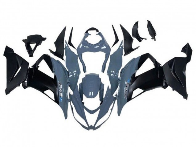 Billige Kawasaki ZX6R Motorrad Verkleidung 2013-2018 - Grau Matt Schwarz