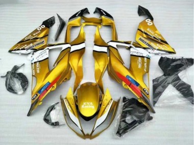 Billige Kawasaki ZX6R Motorrad Verkleidung 2013-2018 - Gold Weiss Schwarz