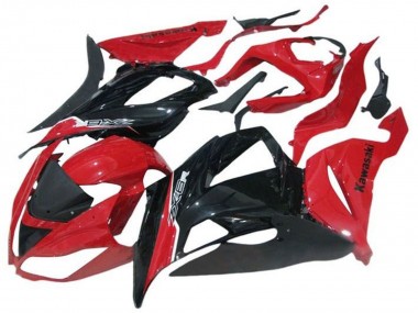 Billige Kawasaki ZX6R Motorrad Verkleidung 2013-2018 - Rot Glanzendes Schwarz