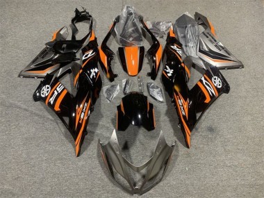Billige Kawasaki ZX6R Motorrad Verkleidung 2013-2018 - Orange Glanzendes Schwarz