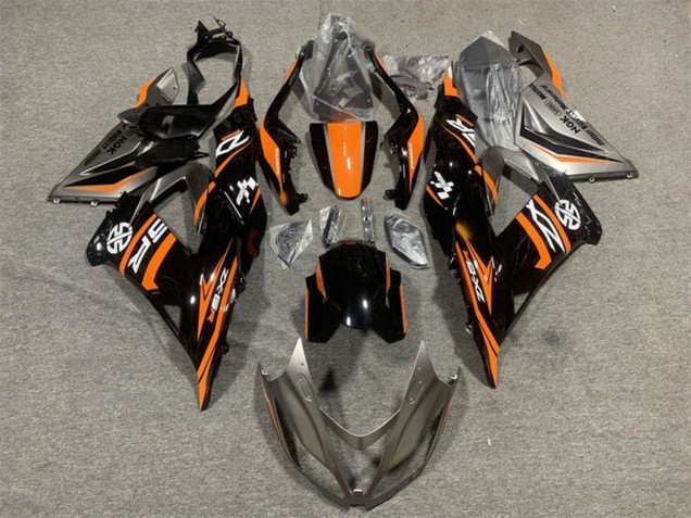 Billige Kawasaki ZX6R Motorrad Verkleidung 2013-2018 - Orange Glanzendes Schwarz