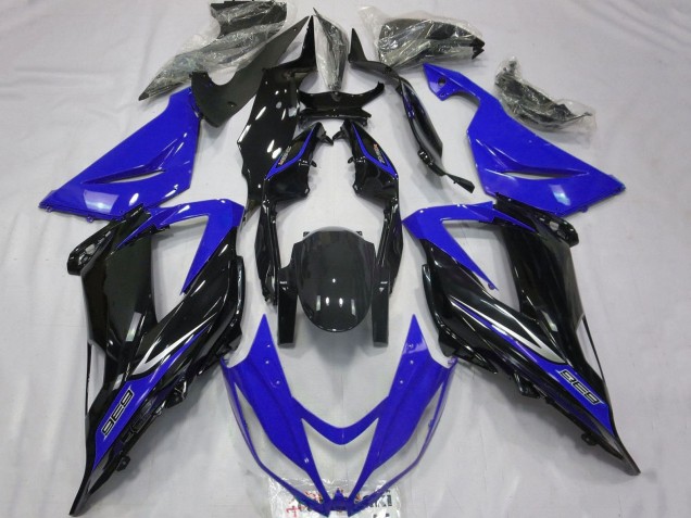 Billige Kawasaki ZX6R Motorrad Verkleidung 2013-2018 - Blau Glanzendes Schwarz
