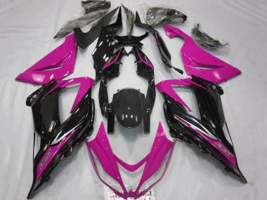 Billige Kawasaki ZX6R Motorrad Verkleidung 2013-2018 - Rosa Glanzendes Schwarz