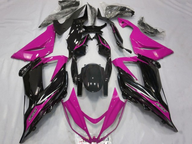 Billige Kawasaki ZX6R Motorrad Verkleidung 2013-2018 - Rosa Glanzendes Schwarz
