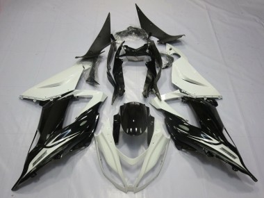 Billige Kawasaki ZX6R Motorrad Verkleidung 2013-2018 - Perl Weiss Glanzendes Schwarz