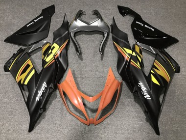 Billige Kawasaki ZX6R Motorrad Verkleidung 2013-2018 - Matt Schwarz Orange Gold