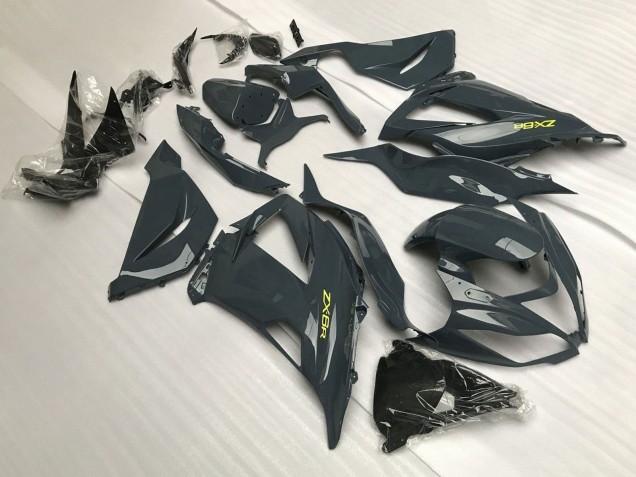 Billige Kawasaki ZX6R Motorrad Verkleidung 2013-2018 - Dunkel Grau Gelb