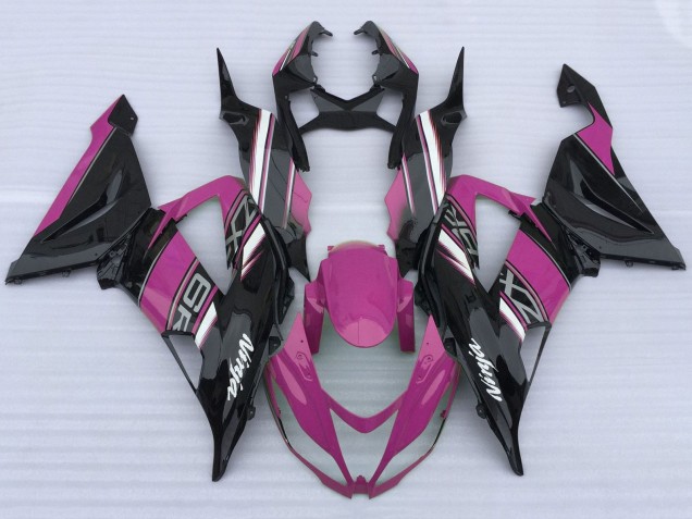 Billige Kawasaki ZX6R Motorrad Verkleidung 2013-2018 - Rosa Schwarz Weiss