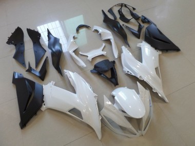 Billige Kawasaki ZX6R Motorrad Verkleidung 2013-2018 - Weiss Matt Schwarz