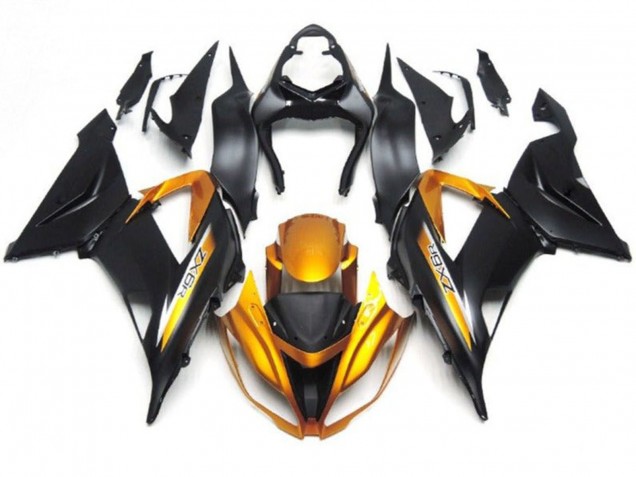 Billige Kawasaki ZX6R Motorrad Verkleidung 2013-2018 - Matt Schwarz Gold