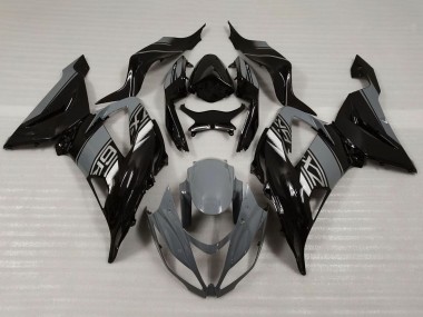 Billige Kawasaki ZX6R Motorrad Verkleidung 2013-2018 - Nardo Grau Glanzendes Schwarz
