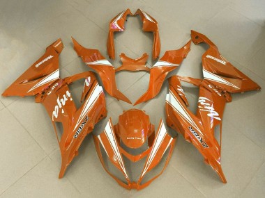 Billige Kawasaki ZX6R Motorrad Verkleidung 2013-2018 - Orange Weiss