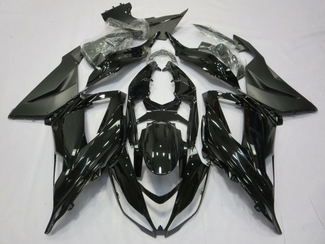 Billige Kawasaki ZX6R Motorrad Verkleidung 2013-2018 - Glanzendes Schwarz Matt Schwarz