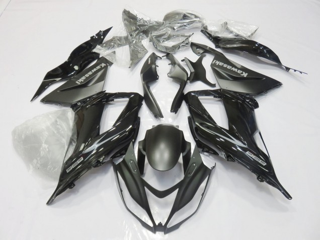 Billige Kawasaki ZX6R Motorrad Verkleidung 2013-2018 - Glanzendes Schwarz Matt Schwarz
