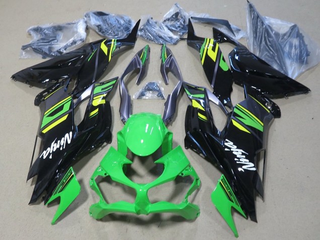 Billige Kawasaki ZX6R Motorrad Verkleidung 2019-2022 - Grun Gelb Glanzendes Schwarz