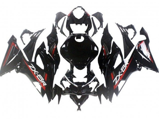 Billige Kawasaki ZX6R Motorrad Verkleidung 2019-2022 - Glanzendes Schwarz Rot