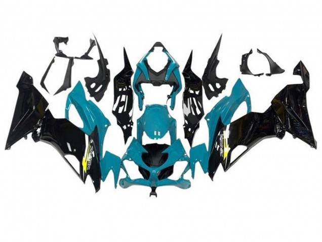 Billige Kawasaki ZX6R Motorrad Verkleidung 2019-2022 - Blau Grun Blau Glanzendes Schwarz Gelb