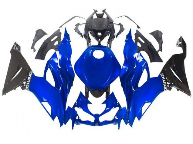 Billige Kawasaki ZX6R Motorrad Verkleidung 2019-2022 - Blau Glanzendes Schwarz