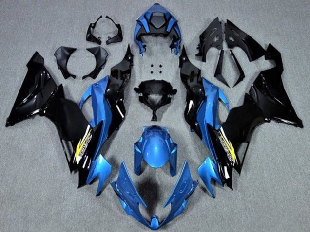 Billige Kawasaki ZX6R Motorrad Verkleidung 2019-2022 - Blau Glanzendes Schwarz Gelb