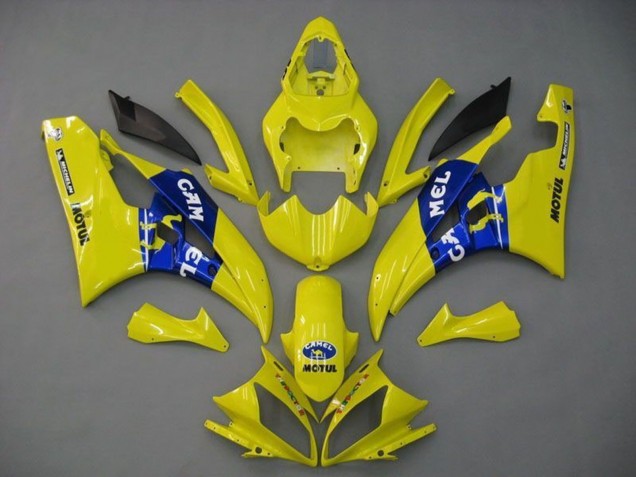 Billige Yamaha YZF R6 Motorrad Verkleidung 2006-2007 - Gelb Blau Motul Michelin Kamel