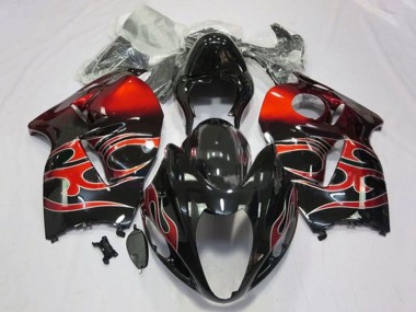 Billige Suzuki GSXR 1300 Hayabusa Motorrad Verkleidung 1996-2007 - Glanzendes Schwarz Rot Tribal