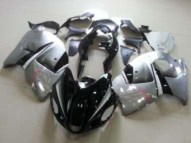 Billige Suzuki GSXR 1300 Hayabusa Motorrad Verkleidung 1996-2007 - Glanzendes Schwarz Silber Chrome