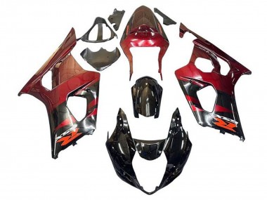 Billige Suzuki GSXR 1000 Motorrad Verkleidung 2003-2004 - Rot Glanzendes Schwarz
