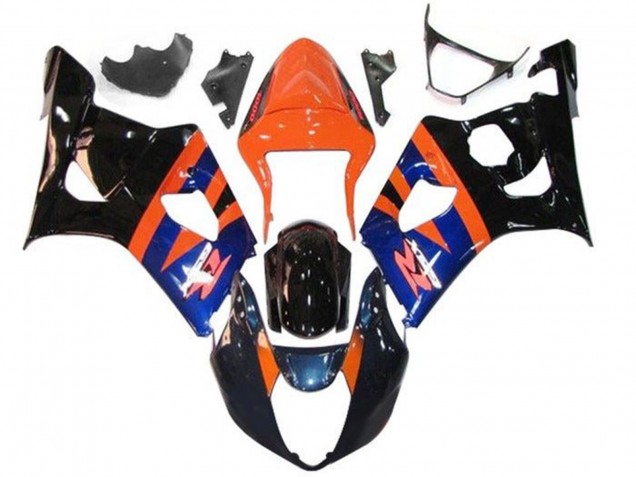 Billige Suzuki GSXR 1000 Motorrad Verkleidung 2003-2004 - Orange Blau Glanzendes Schwarz