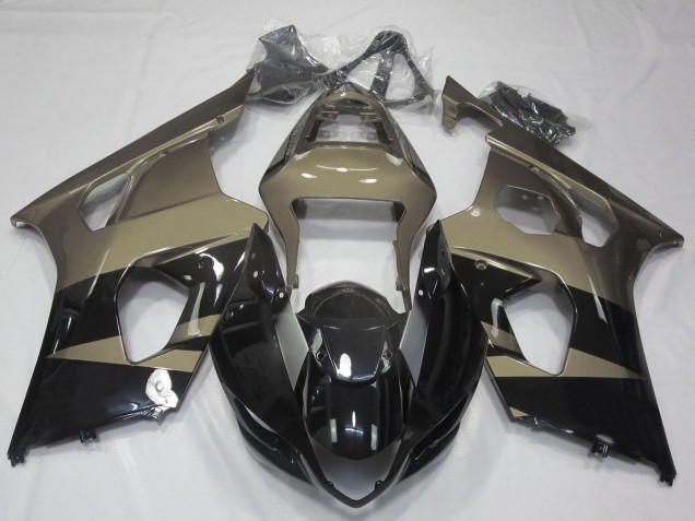 Billige Suzuki GSXR 1000 Motorrad Verkleidung 2003-2004 - Glanzendes Schwarz Taupe Braun